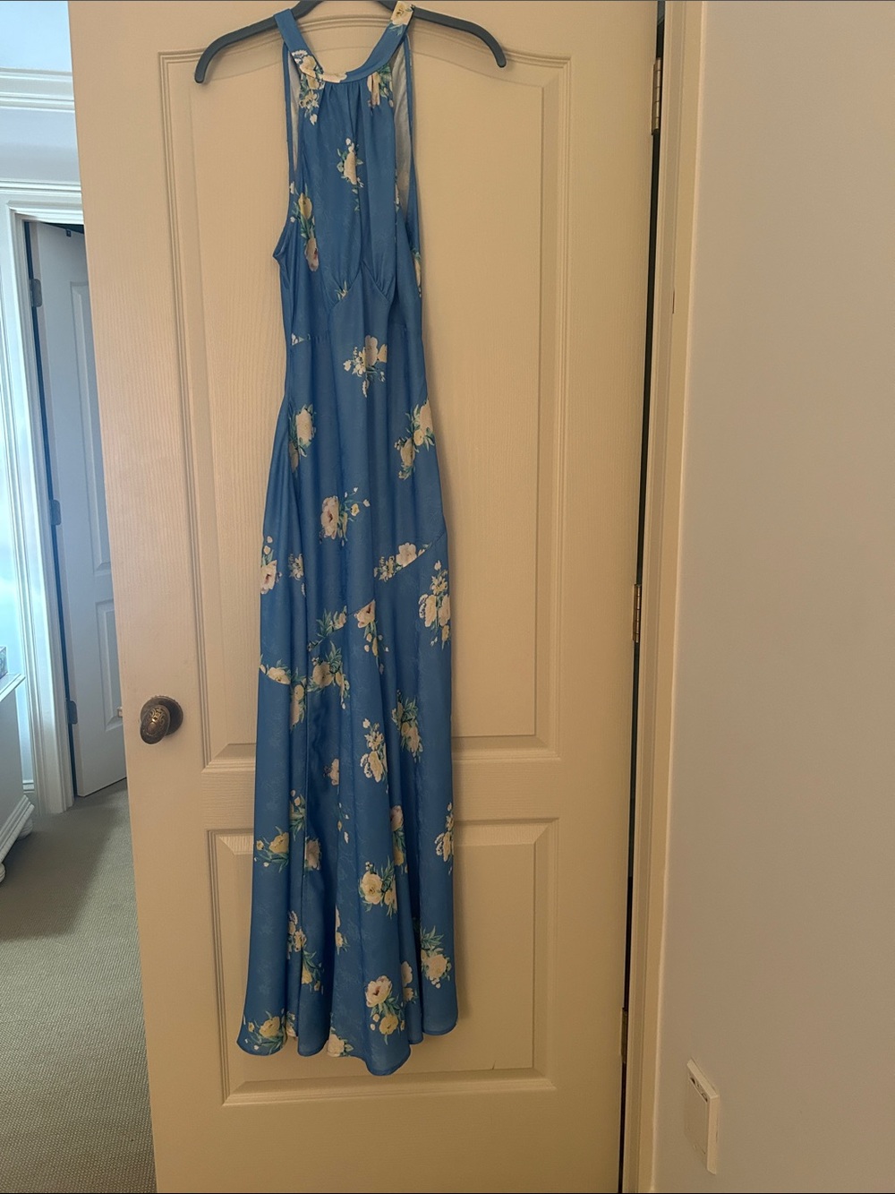 LoveShackFancy Blue Floral Halter Maxi Gown